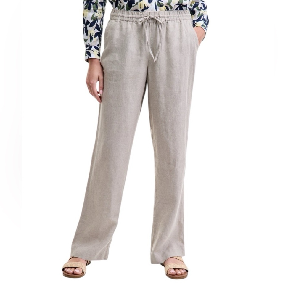 Macy’s charter club luxury Flax linen, drawstring wide leg pants size XL NWT